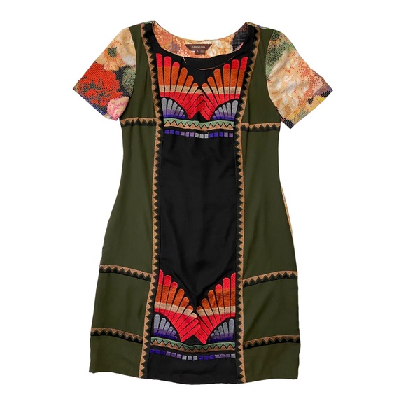 Anthropologie Fanned Vignette Shift Dress by Ranna Gill Size 4 Embroidered Multi - Picture 3 of 9